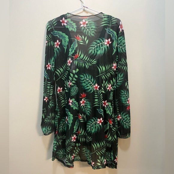 Tropical Mesh bathing suit Cover long sleeve open front Women’s 36” bust - Picture 3 of 10